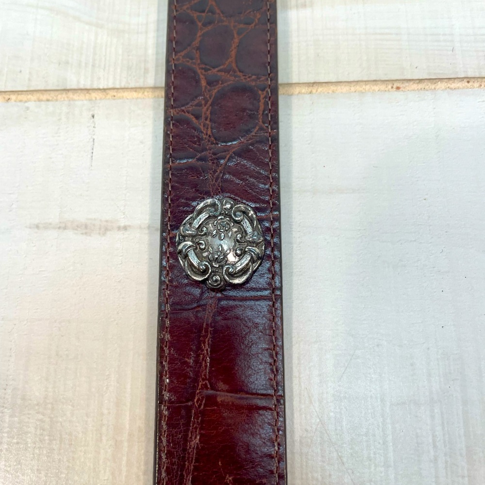 Vintage Brown Leather Belt With Ornate Silver Detail 1993 - Picture 5 of 8